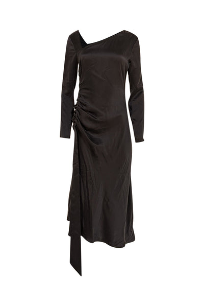 Equipment - Black Silk Ruched Cocktail Dress Sz 6 - Current Boutique