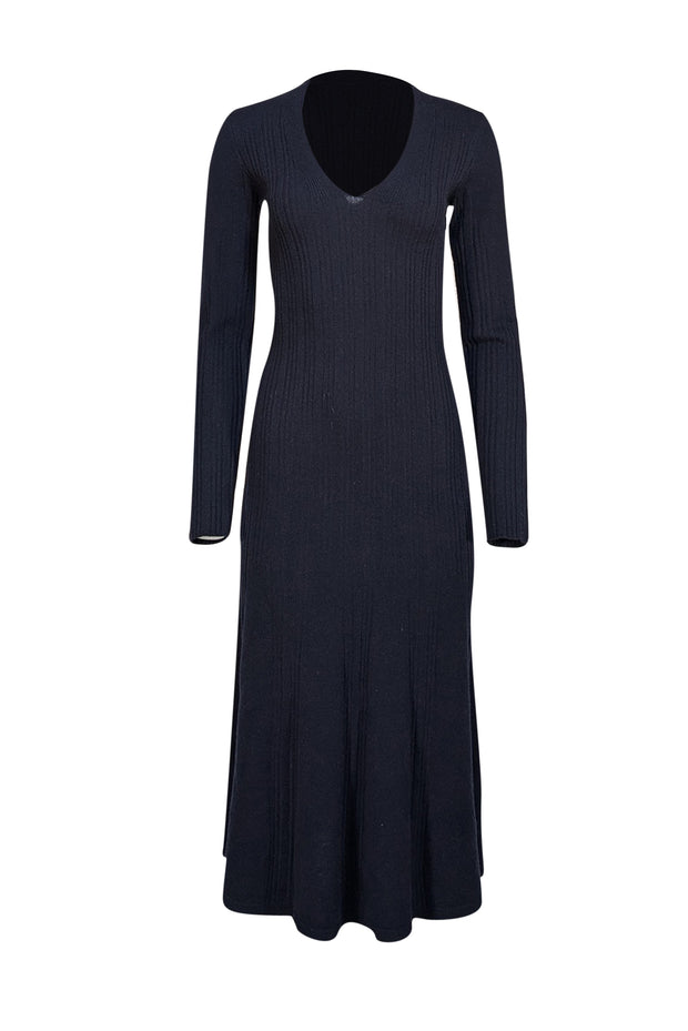 Equipment - Navy Ribbed Knit Maxi Dress Sz S - Current Boutique