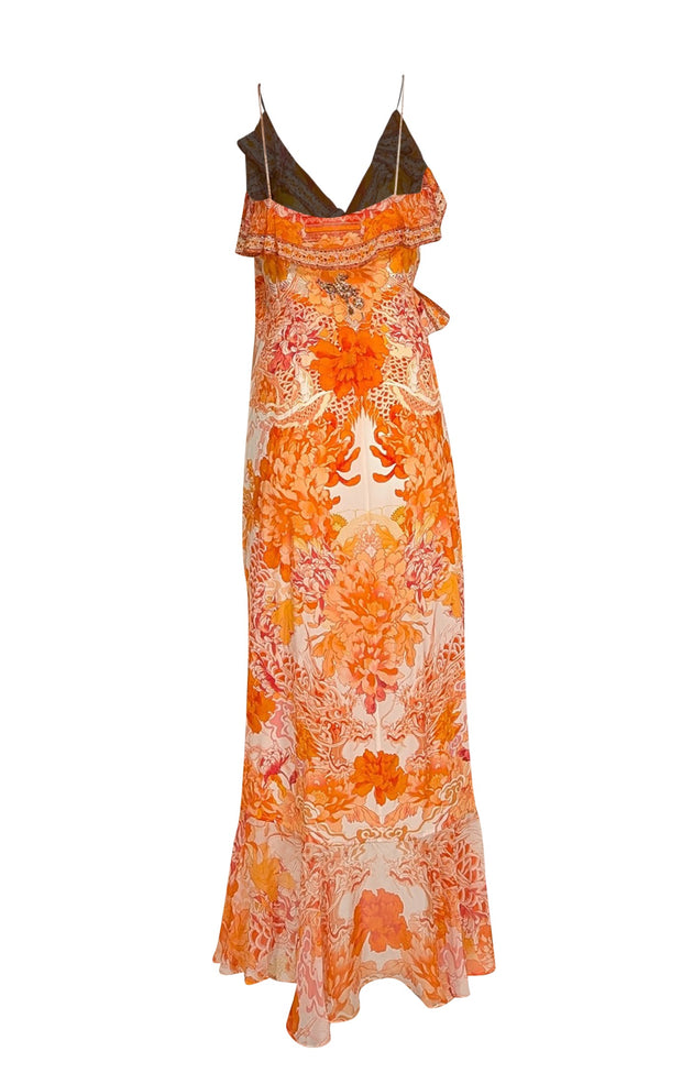 camilla and marc orange dress Camilla And Marc Asterid Print Midi Dress Orange Cotton Silk Size 8 UK
