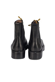 Ferragamo - Black Leather Lace Up Combat Boots Sz 7.5 - Current Boutique