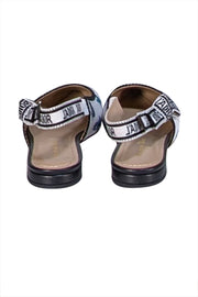 Christian Dior - White, Black, & Blue Floral Slingback Heels Sz 8