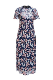 Shoshanna - Navy, Pink, & White Floral Lace Short Sleeve Dress Sz 6