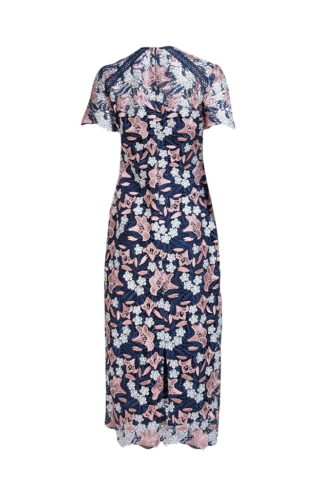 Shoshanna - Navy, Pink, & White Floral Lace Short Sleeve Dress Sz 6