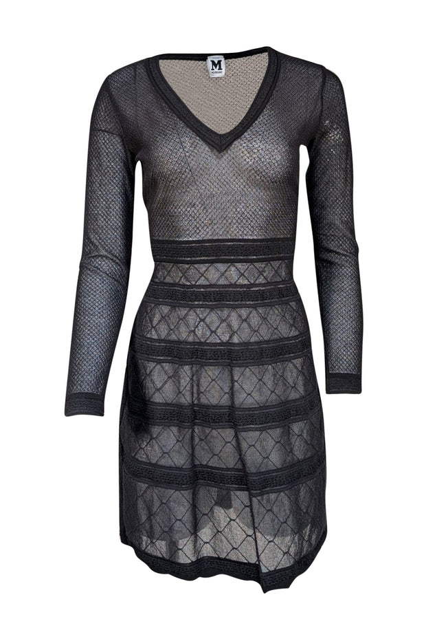 Missoni - Black Knit Semi-Sheer Long Sleeve Dress Sz S - Current Boutique