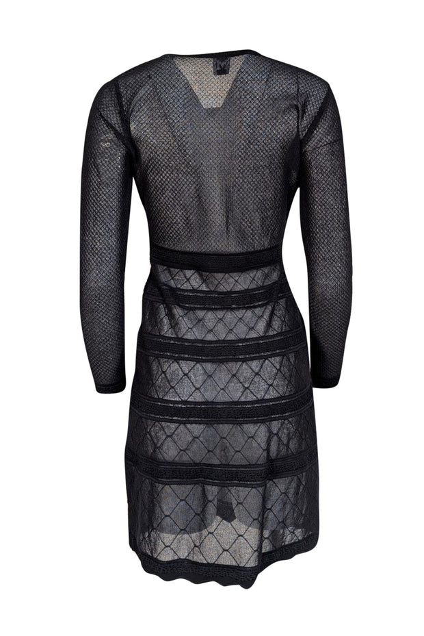Missoni - Black Knit Semi-Sheer Long Sleeve Dress Sz S - Current Boutique