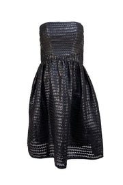 Shoshanna - Black Faux Leather Dotted Textured Strapless Dress Sz 4 - Current Boutique