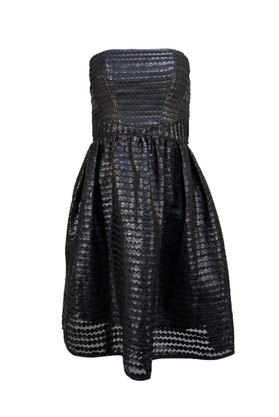 Shoshanna - Black Faux Leather Dotted Textured Strapless Dress Sz 4 Shoshanna - Black Faux Leather Dotted Textured Strapless Dress Sz 4
