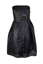 Shoshanna - Black Faux Leather Dotted Textured Strapless Dress Sz 4 - Current Boutique