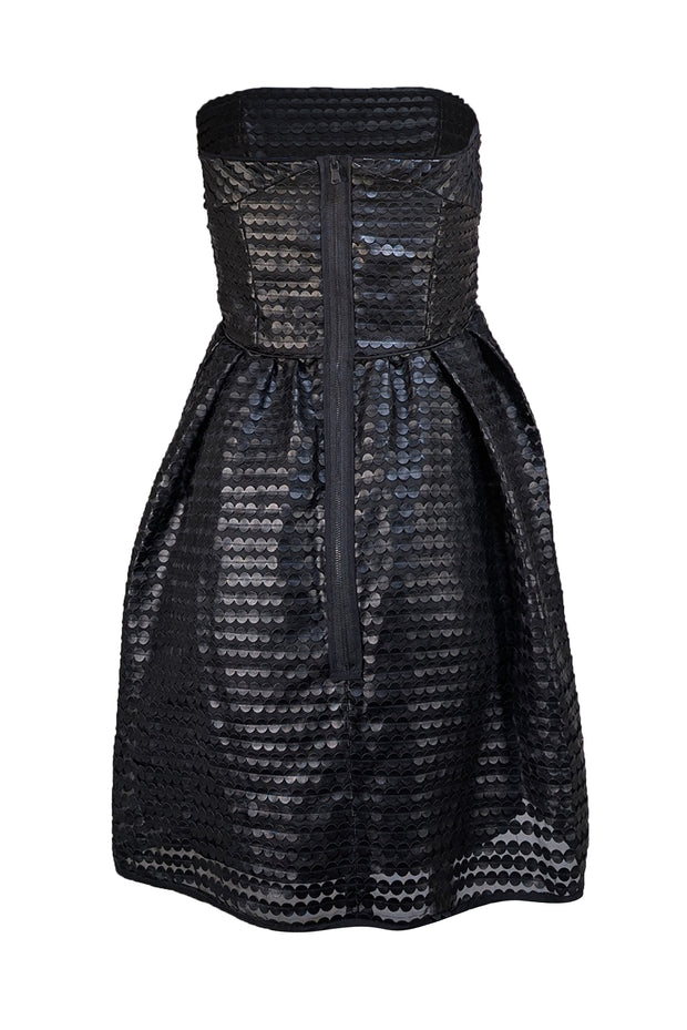 Shoshanna - Black Faux Leather Dotted Textured Strapless Dress Sz 4 - Current Boutique