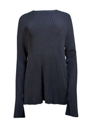 Jason Wu - Black Ribbed Knit w/ Lace Back Sweater Sz M - Current Boutique