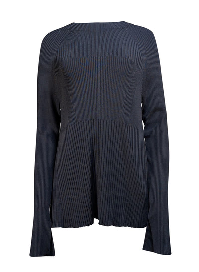 Jason Wu - Black Ribbed Knit w/ Lace Back Sweater Sz M - Current Boutique