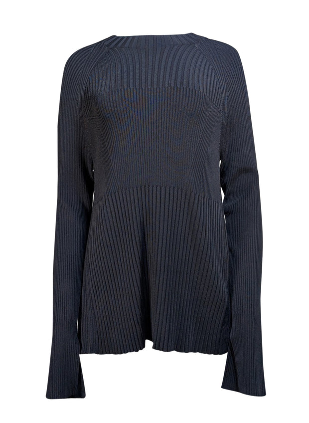 Jason Wu - Black Ribbed Knit w/ Lace Back Sweater Sz M - Current Boutique