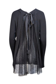 Jason Wu - Black Ribbed Knit w/ Lace Back Sweater Sz M - Current Boutique