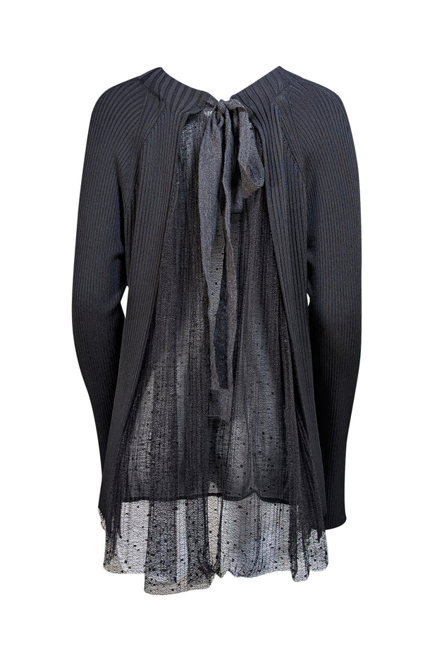 Jason Wu - Black Ribbed Knit w/ Lace Back Sweater Sz M - Current Boutique