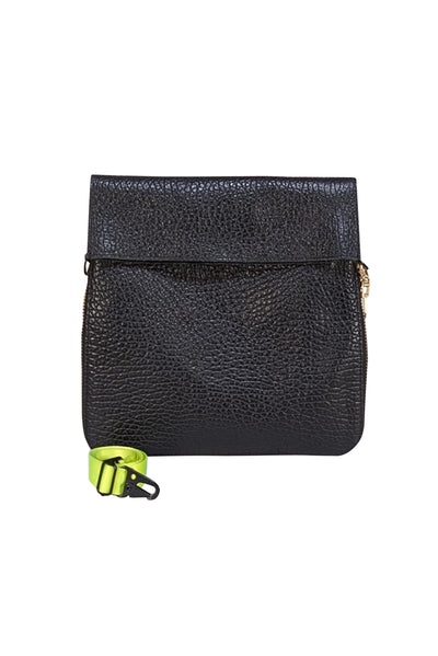 Ampersand As Apostrophe - Black Leather Fold Over Crossbody Bag - Current Boutique