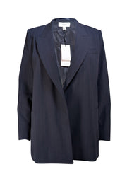 Reiss - Navy w/ Brown Pinstripes Open Front Blazer Sz 6 - Current Boutique