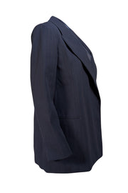 Reiss - Navy w/ Brown Pinstripes Open Front Blazer Sz 6 - Current Boutique