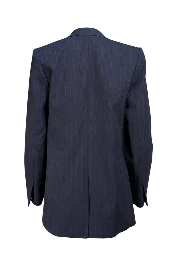 Reiss - Navy w/ Brown Pinstripes Open Front Blazer Sz 6 - Current Boutique