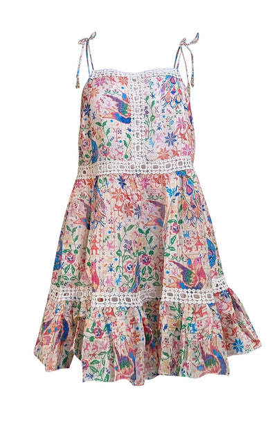 Zimmermann - Cream & Multi Color Print Sleeveless Dress Sz 6 - Current Boutique