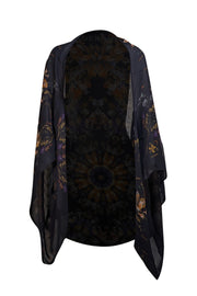 Alexander McQueen - Black Floral Print Silk Shawl - Current Boutique