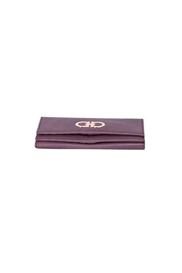 Ferragamo - Purple Saffiano Leather Long Wallet - Current Boutique