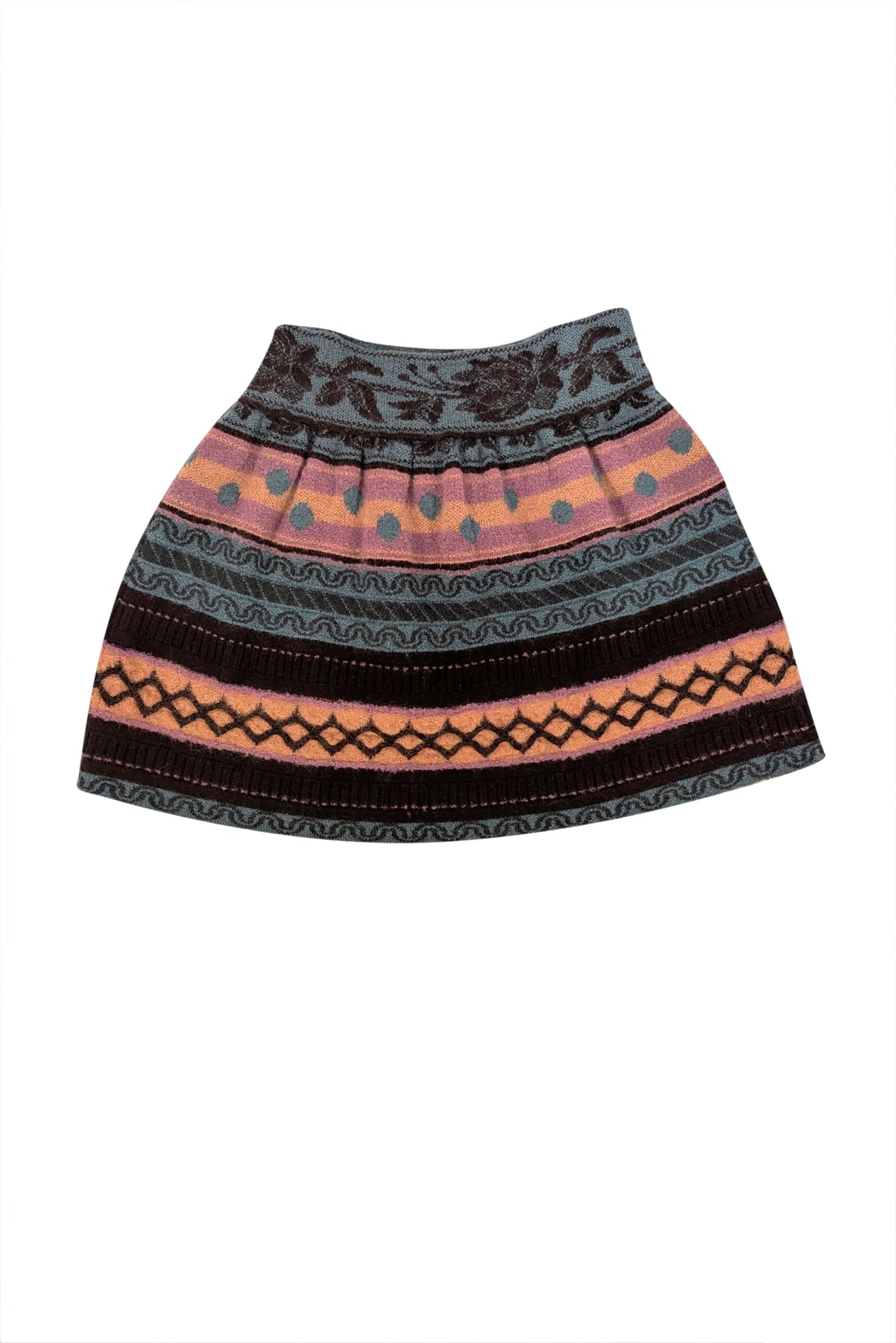 Missoni - Green, Black, & Purple Print Wool Blend Skirt Sz 14 - Current Boutique