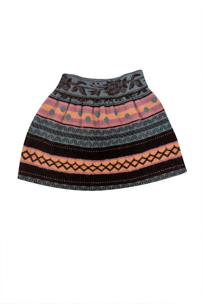 Missoni - Green, Black, & Purple Print Wool Blend Skirt Sz 14 - Current Boutique