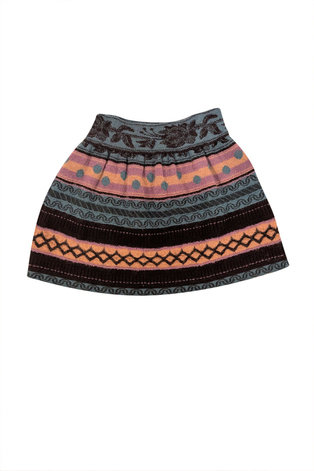 Missoni - Green, Black, & Purple Print Wool Blend Skirt Sz 14 - Current Boutique