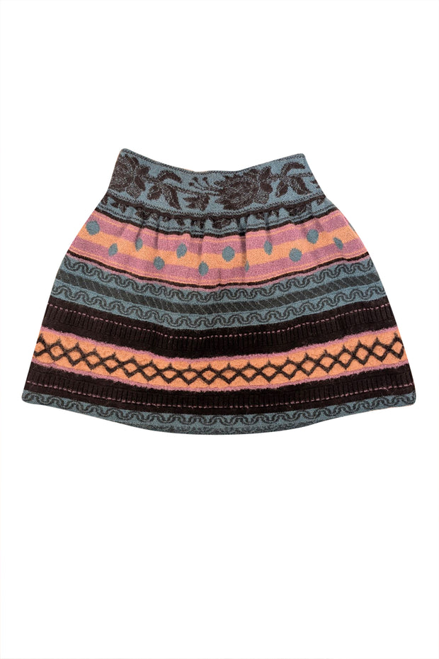 Missoni - Green, Black, & Purple Print Wool Blend Skirt Sz 14 - Current Boutique