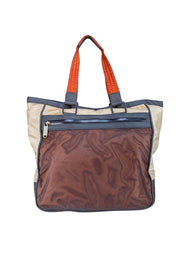 LeSportsac - Grey, Cream, & Orange Stella McCartney Collaboration Nylon Tote Bag - Current Boutique