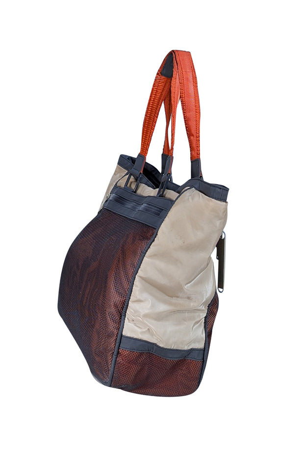 LeSportsac - Grey, Cream, & Orange Stella McCartney Collaboration Nylon Tote Bag - Current Boutique