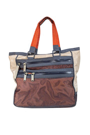 LeSportsac - Grey, Cream, & Orange Stella McCartney Collaboration Nylon Tote Bag - Current Boutique
