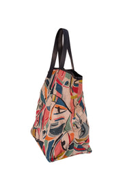 Lafayette 148 - Beige & Multi Color Print Canvas Tote - Current Boutique
