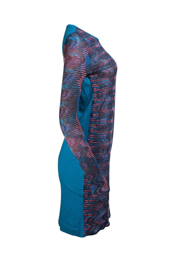 Missoni - Teal Blue, Black, & Pink Blend Long Sleeve Dress Sz S