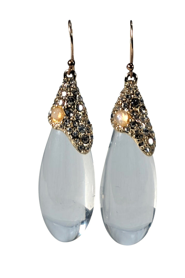 Alexis Bittar - Glass Teardrop Dangle Earrings w/ Gold Detail