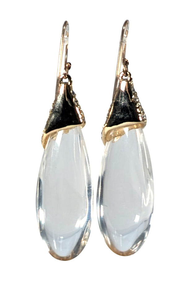 Alexis Bittar - Glass Teardrop Dangle Earrings w/ Gold Detail