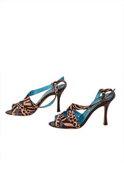 Manolo Blahnik - Beige & Brown Animal Print Strappy Heels Sz 6.5