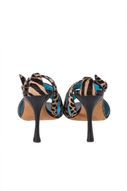 Manolo Blahnik - Beige & Brown Animal Print Strappy Heels Sz 6.5