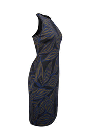 Jason Wu - Blue, Olive, & Black Leaf Jacquard Dress Sz 4