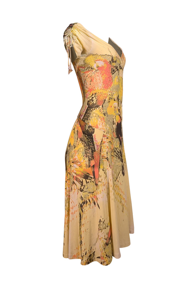 Roberto Cavalli - Yellow & Green Print Slip Dress Sz S - Current Boutique