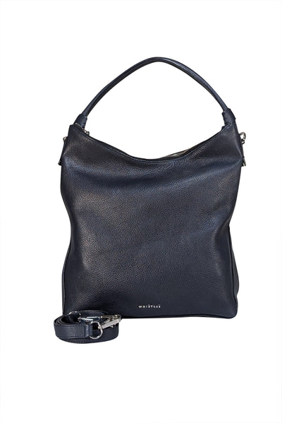 Whistles - Navy Pebbled Leather Satchel Bag - Current Boutique