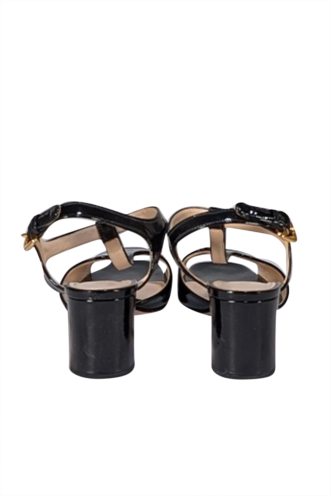 Prada - Black Patent Leather Open Toe Strappy Sandals Sz 8