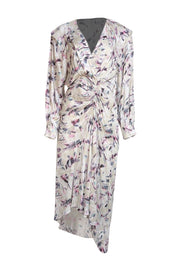 IRO - Ivory w/ Pink & Black Print Ruched Maxi Dress Sz 6