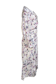 IRO - Ivory w/ Pink & Black Print Ruched Maxi Dress Sz 6