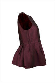 Tibi - Plum Sleeveless Peplum Top Sz 10 - Current Boutique