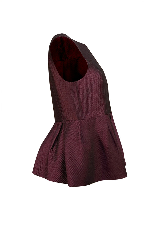 Tibi - Plum Sleeveless Peplum Top Sz 10 - Current Boutique