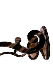 Prada - Brown & Beige Print Round Large Sunglasses - Current Boutique