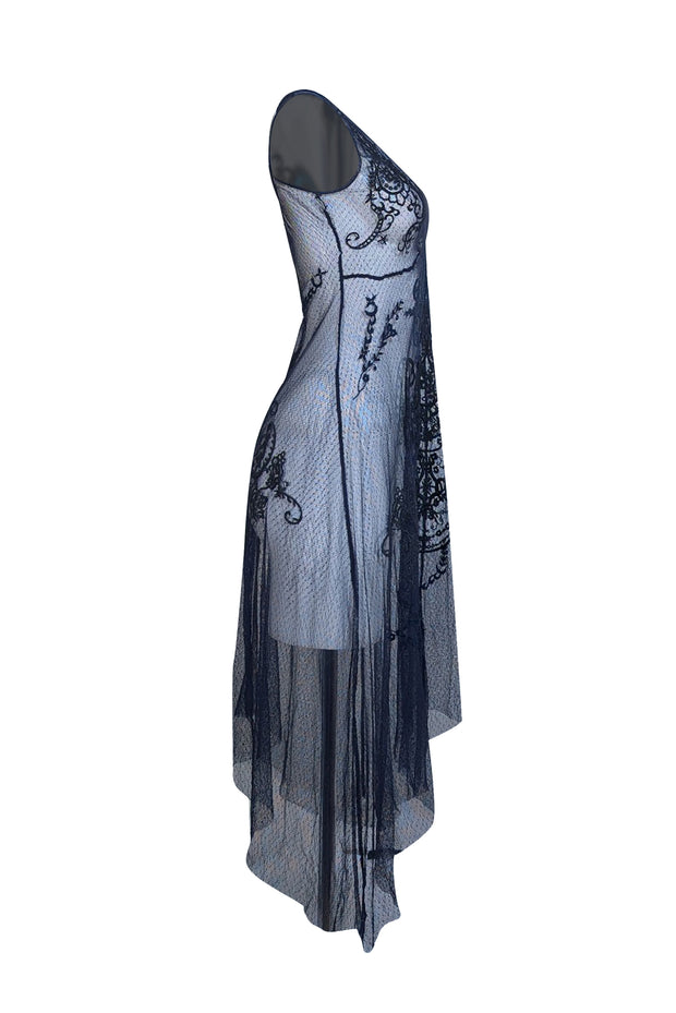 biya mesh dress Layuna Mesh Embroidered Maxi Dress with V-Neckline