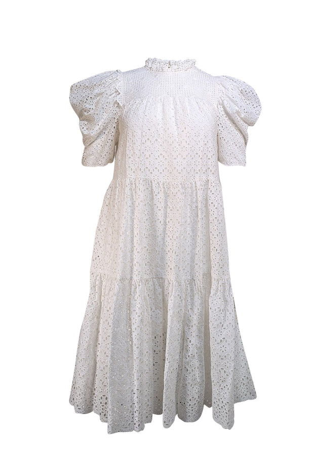 Ulla Johnson Simone Eyelet Puff-Sleeve Dress, Blanc, Women's, 4, Casual & Work Dresses Day Dresses Sundresses Ulla Johnson Simone Eyelet Puff-Sleeve Dress, Blanc, Women's, 4, Casual & Work Dresses Day Dresses Sundresses