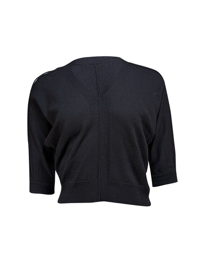 Chloe - Black V-neck Cutout Detail Sweater Sz XS - Current Boutique